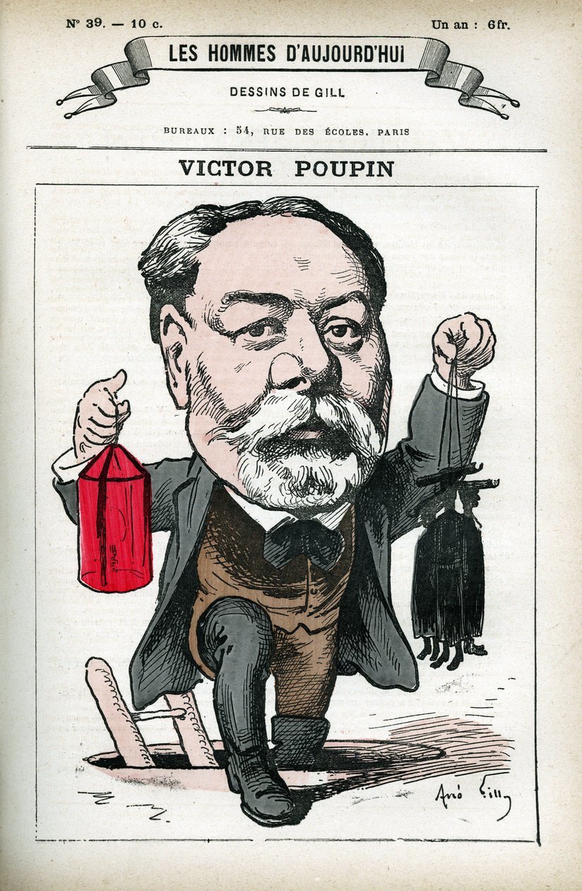 Portret van Victor Poupin (1838-1906), Franse politicus. Cartoon door Gill, in 