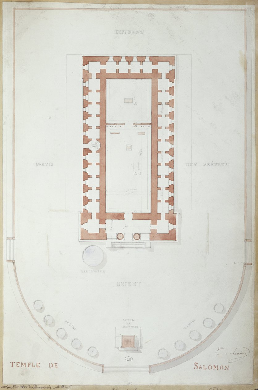 Plan van de Tempel van Salomo in Jeruzalem, midden 19e eeuw door Andre Lenoir