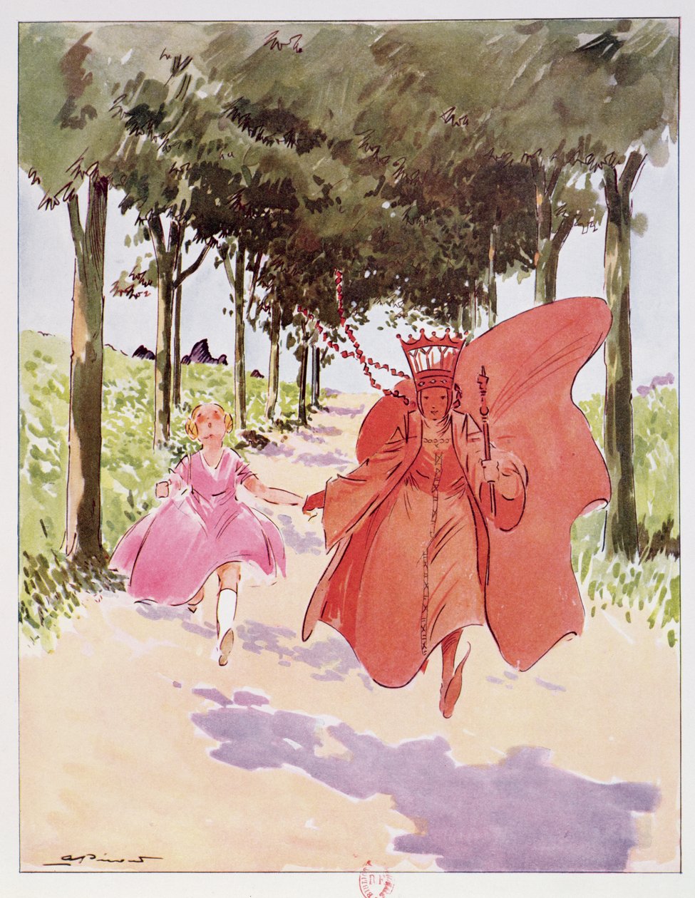 Alice en de Rode Koningin, illustratie uit 