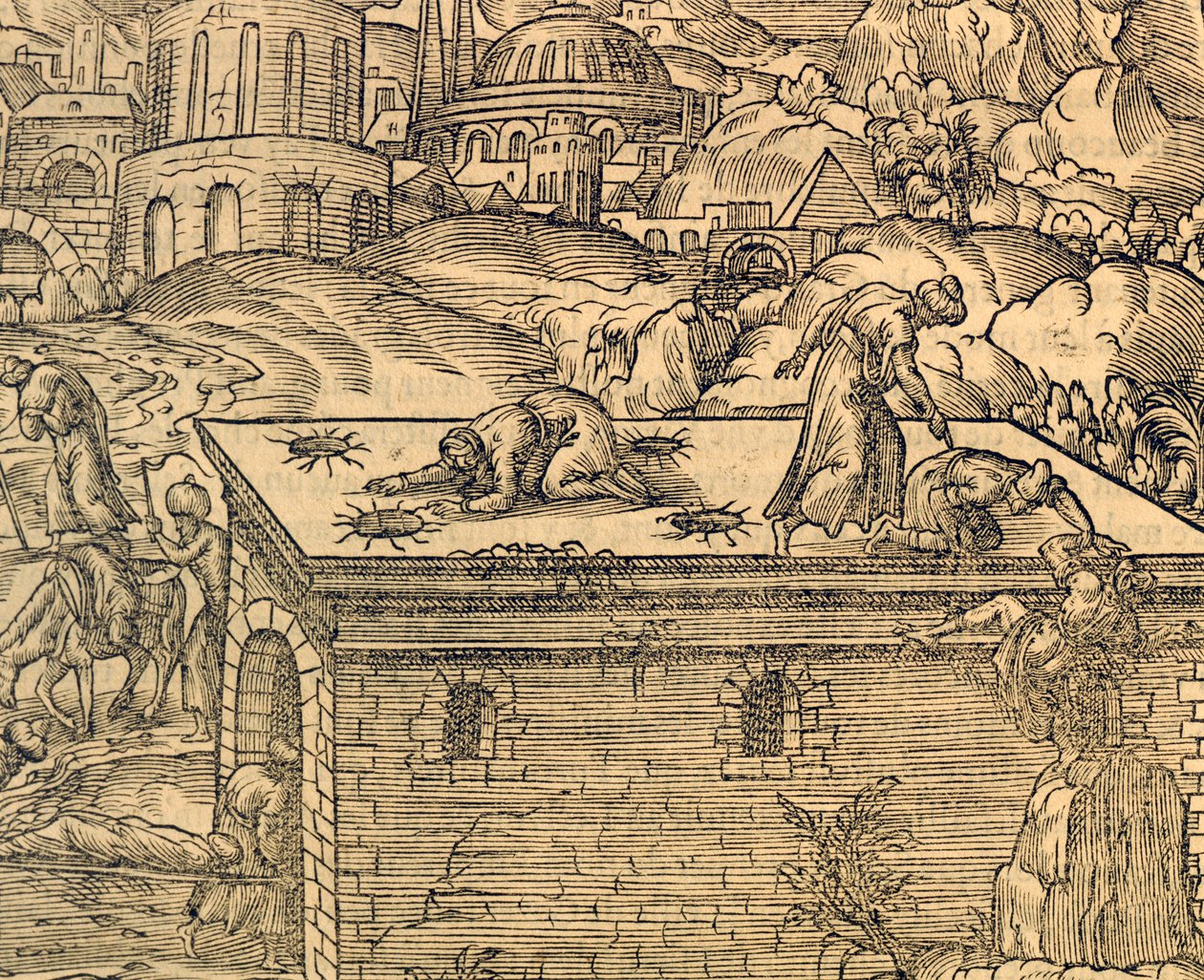 Christelijke begraafplaats van Acheldemach, gravure uit Cosmographie universelle, door Andre Thevet, Parijs door Andre Thevet