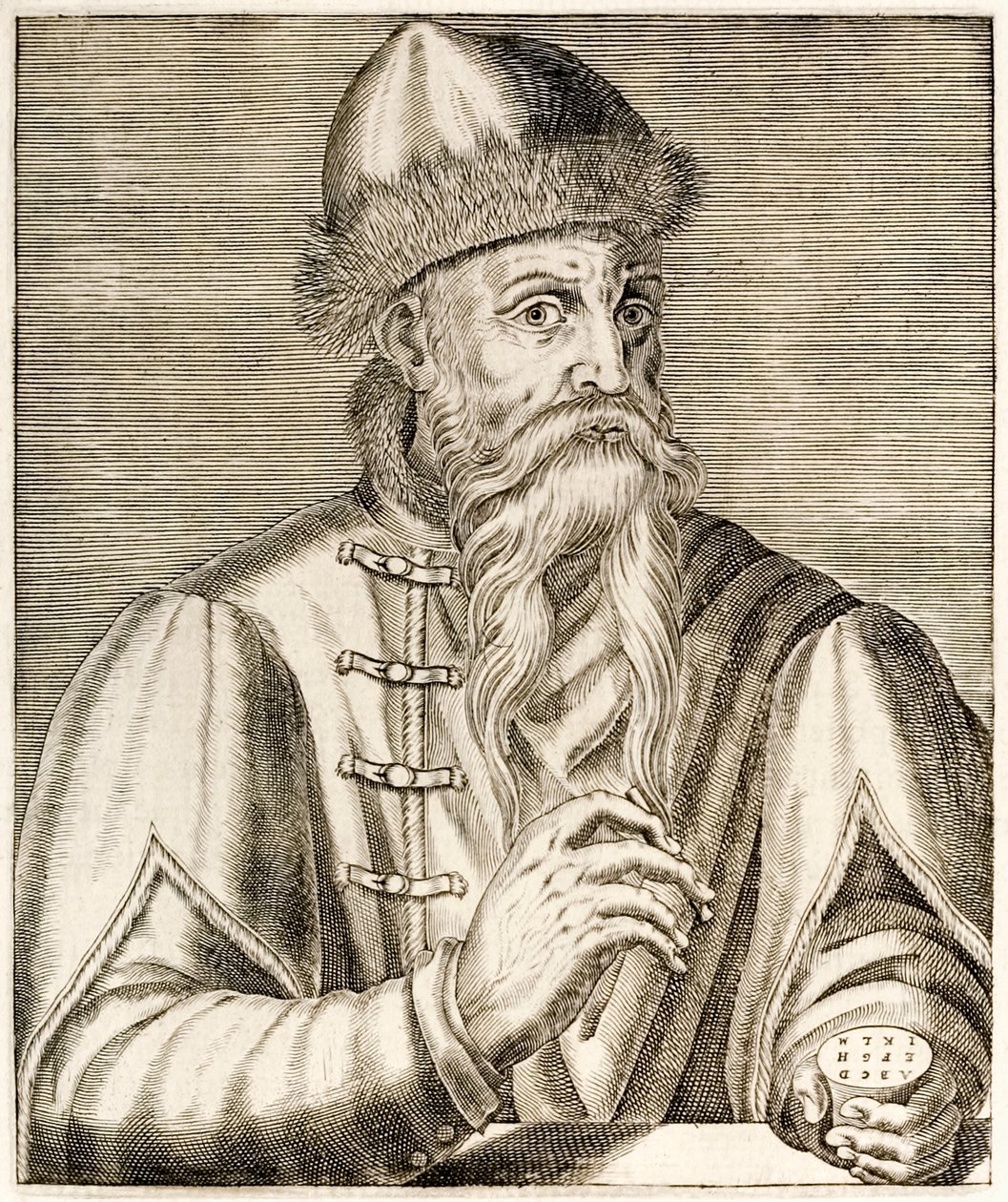 Johannes Gutenberg: Duitse uitvinder wiens uitvinding van de drukpers met losse letters de drukrevolutie startte, uit 