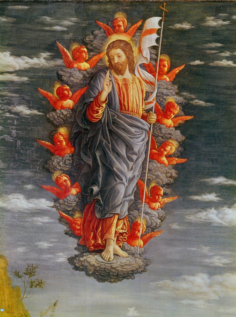 Altaarstuk van de aanbidding der wijzen (detail) door Andrea Mantegna