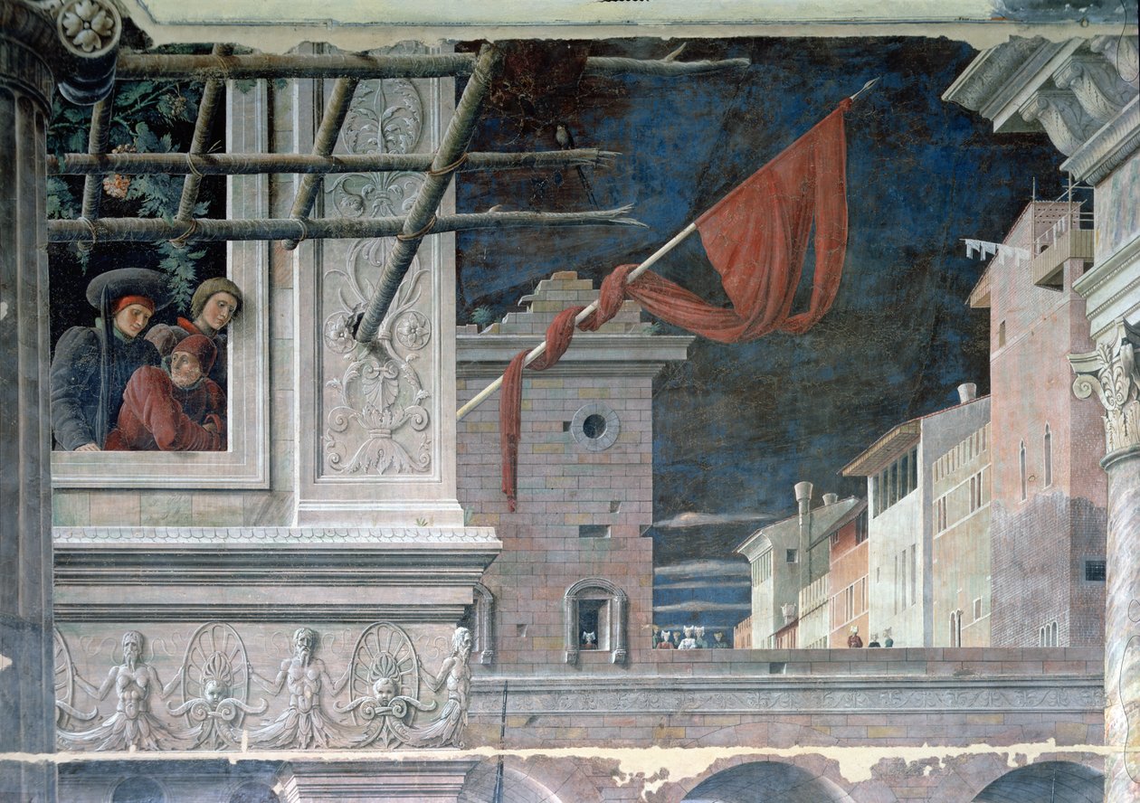 Het martelaarschap van St. Christoffel (detail) door Andrea Mantegna