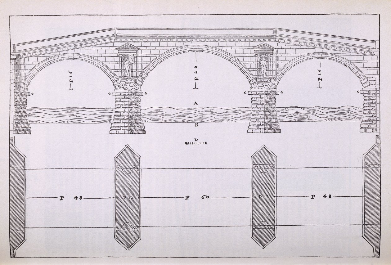 Opstand van een brug (illustratie uit een facsimile kopie van 