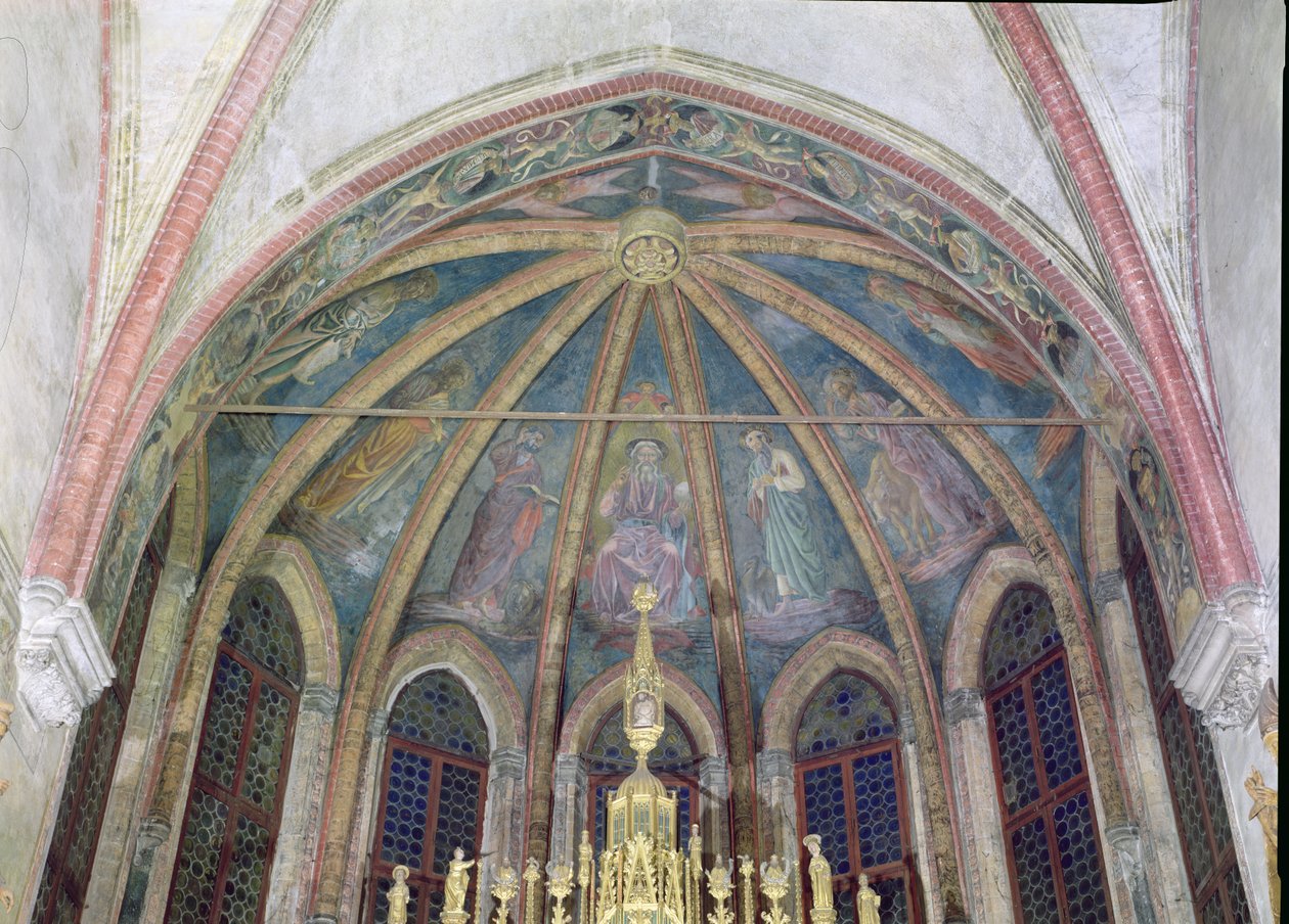 Benedictijnse vaders en apostelen, van het gewelf van de apsis in de kapel van St. Tarasius door Andrea del Castagno