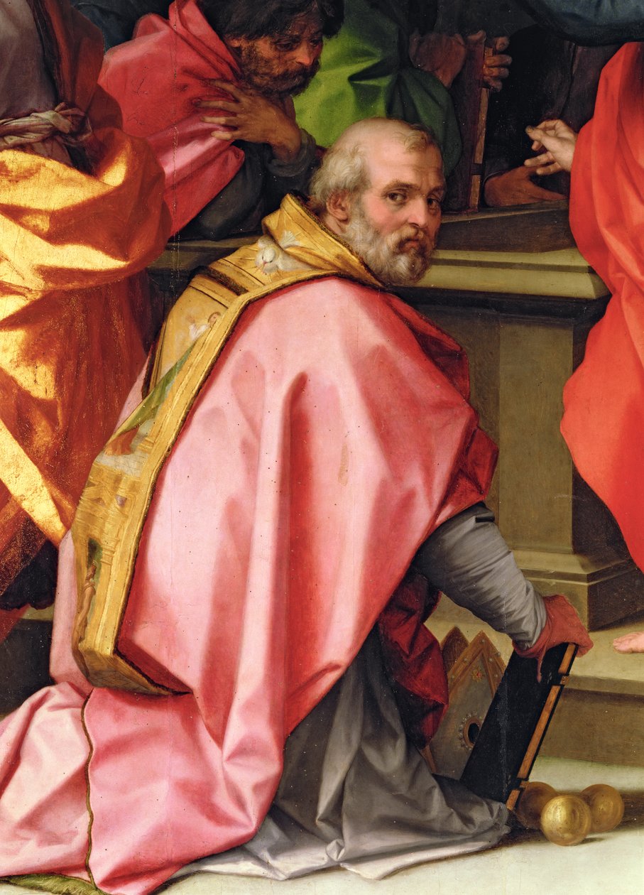 De Tenhemelopneming van Maria, detail (St. Nicolaas van Myra met 3 gouden ballen) door Andrea del Sarto