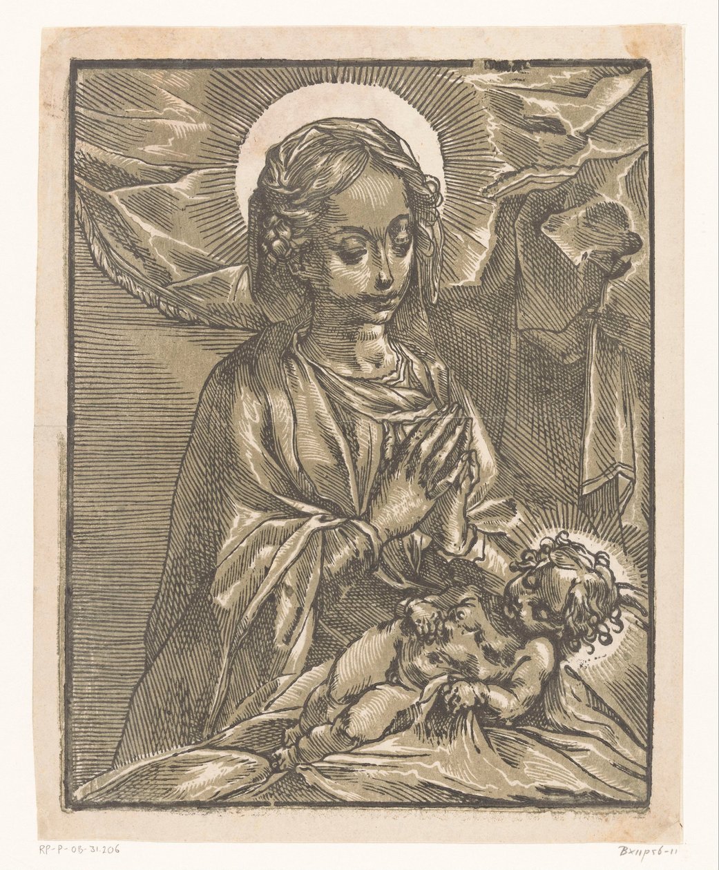 Maria aanbidt het Christuskind door Andrea Andreani