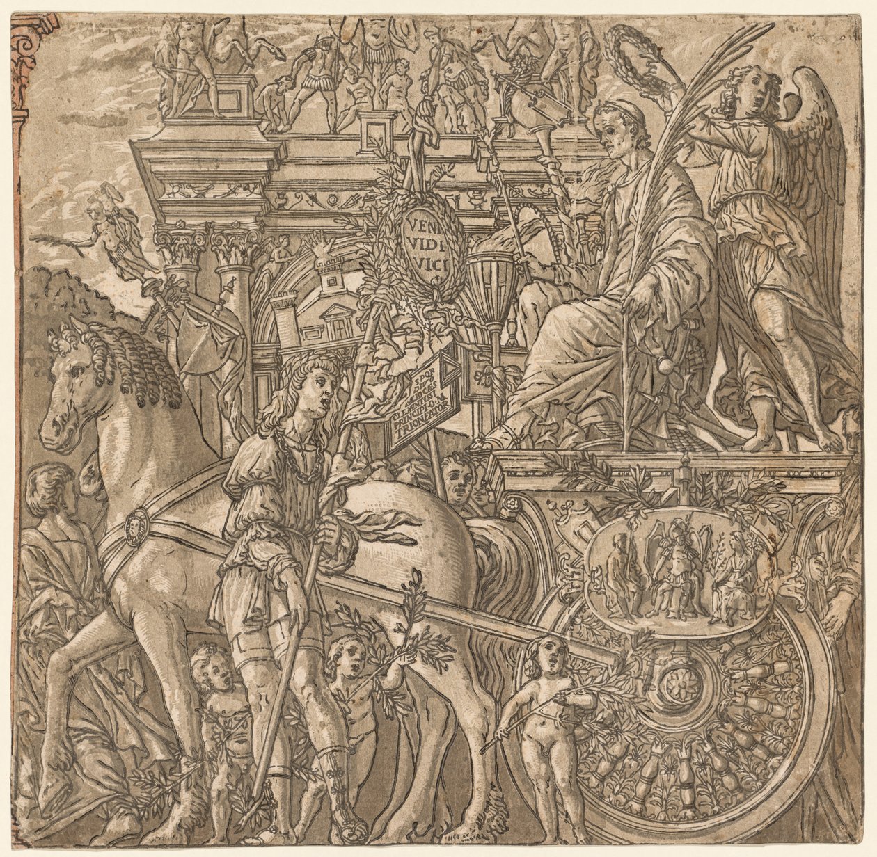 De Triomf van Julius Caesar: Caesar Triomfantelijk, 1593-99 door Andrea Andreani