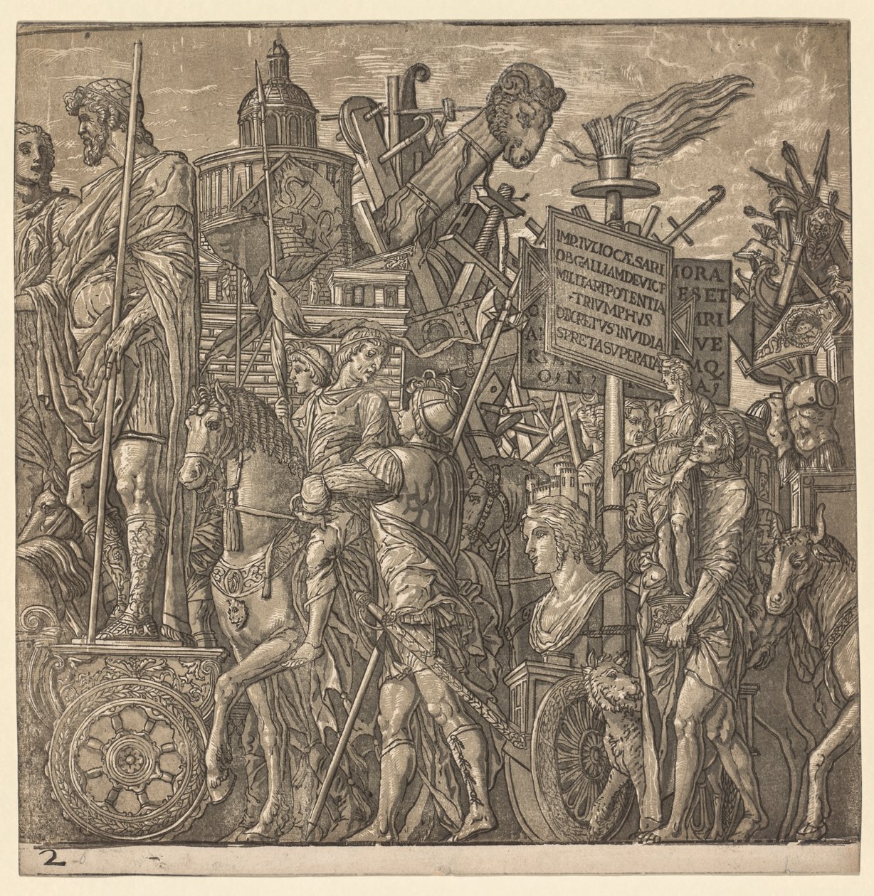 De Triomf van Julius Caesar: Kolossale Beelden en Belegeringsuitrusting, 1593-99 door Andrea Andreani
