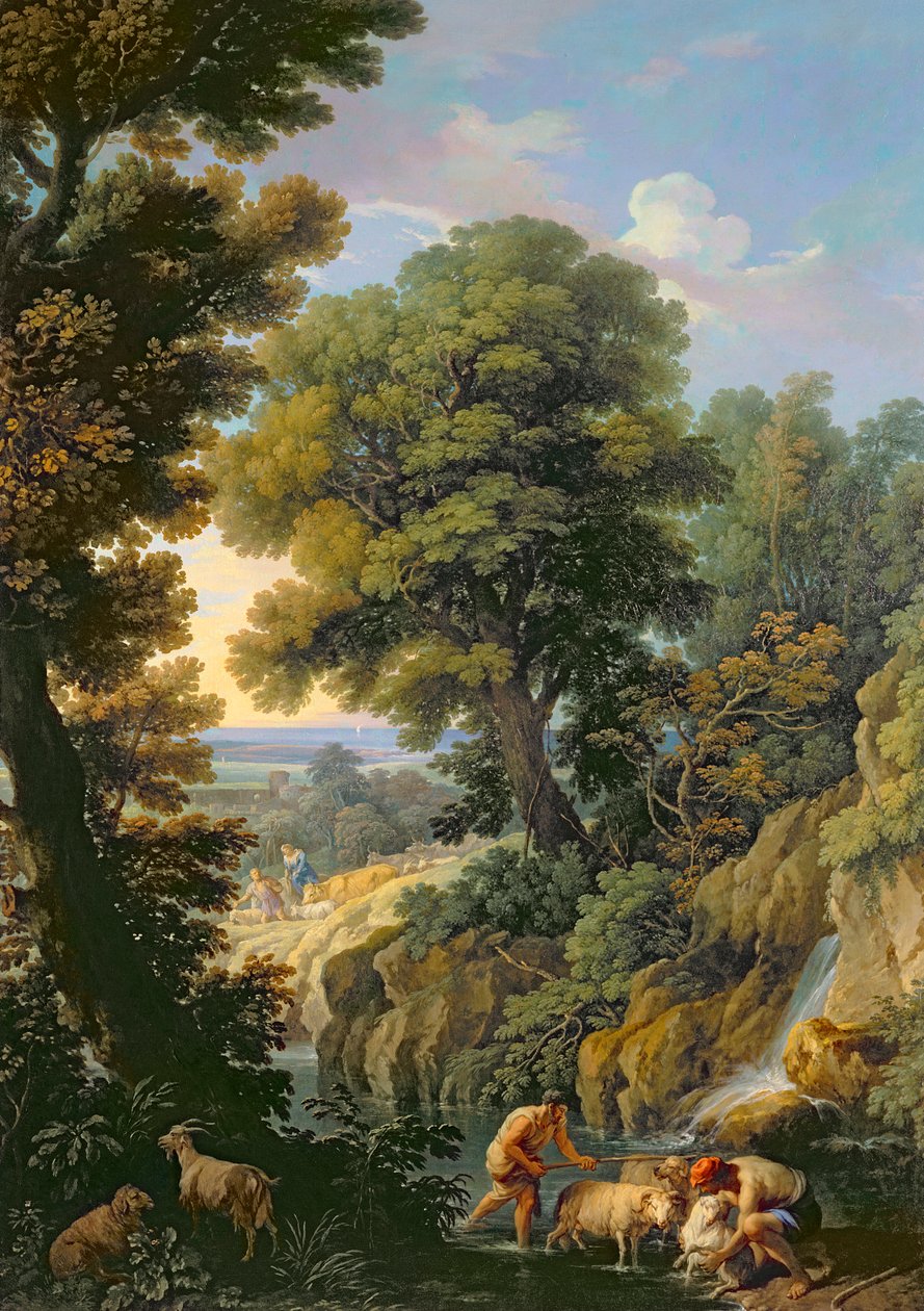 Een landschap in Latium met herders door Andrea Locatelli