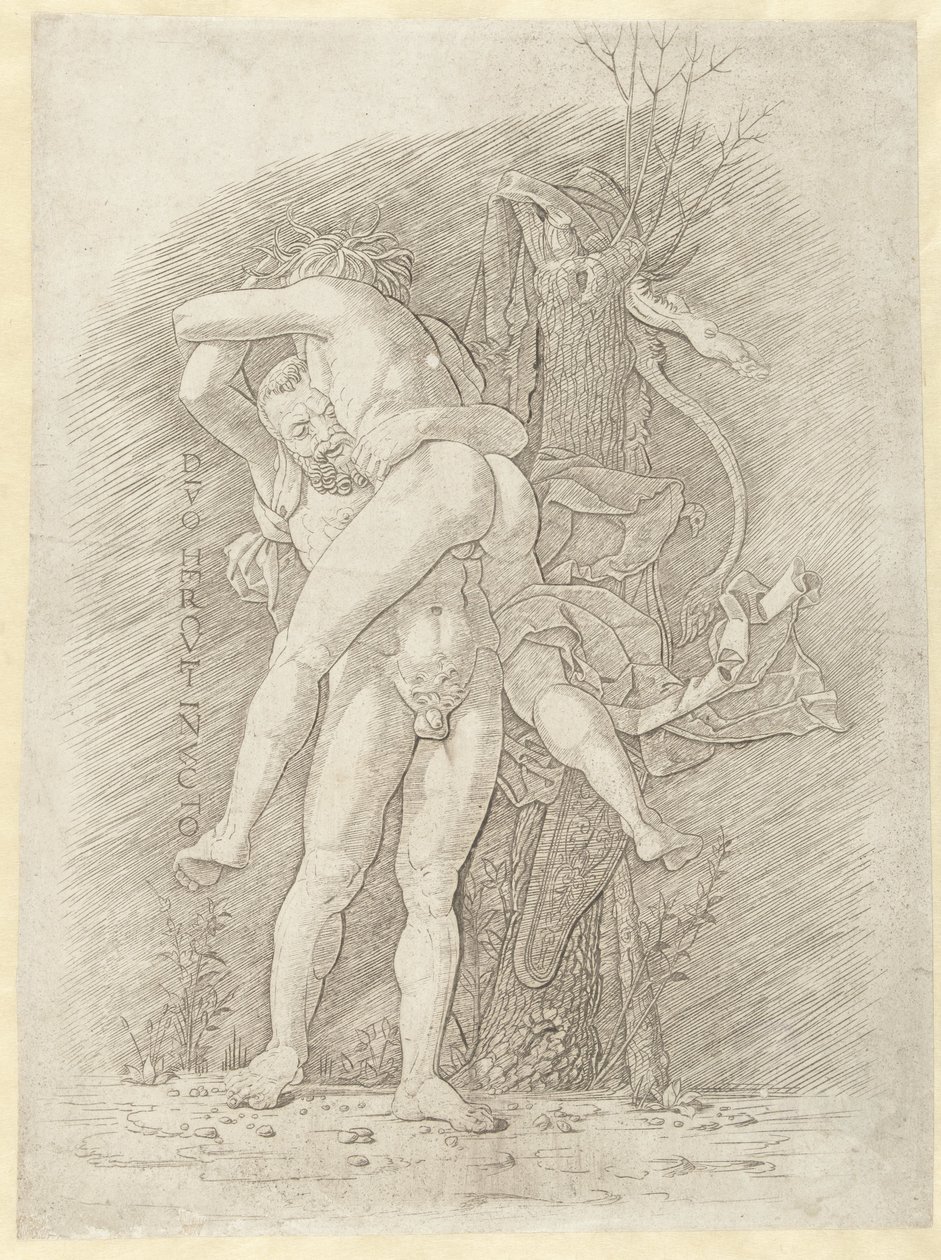 Hercules en Antaeus door Andrea Mantegna (school of)