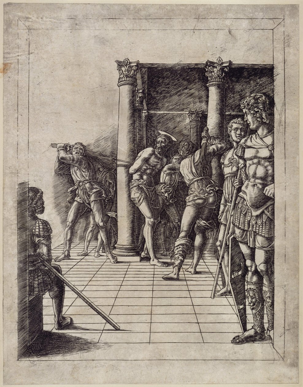 De geseling van Christus (met de tegelvloer) door Andrea Mantegna