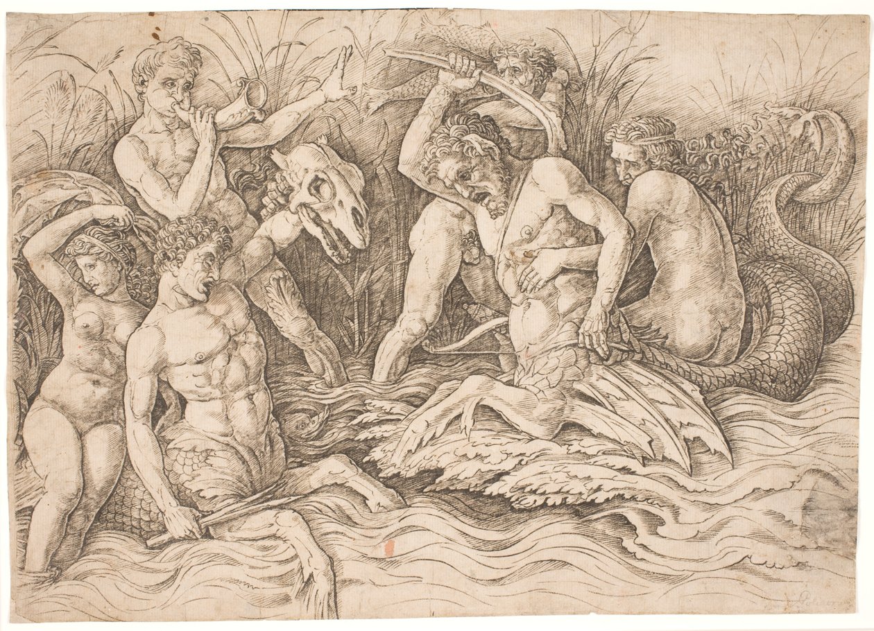Strijd van de Zeegoden, rechterhelft door Andrea Mantegna