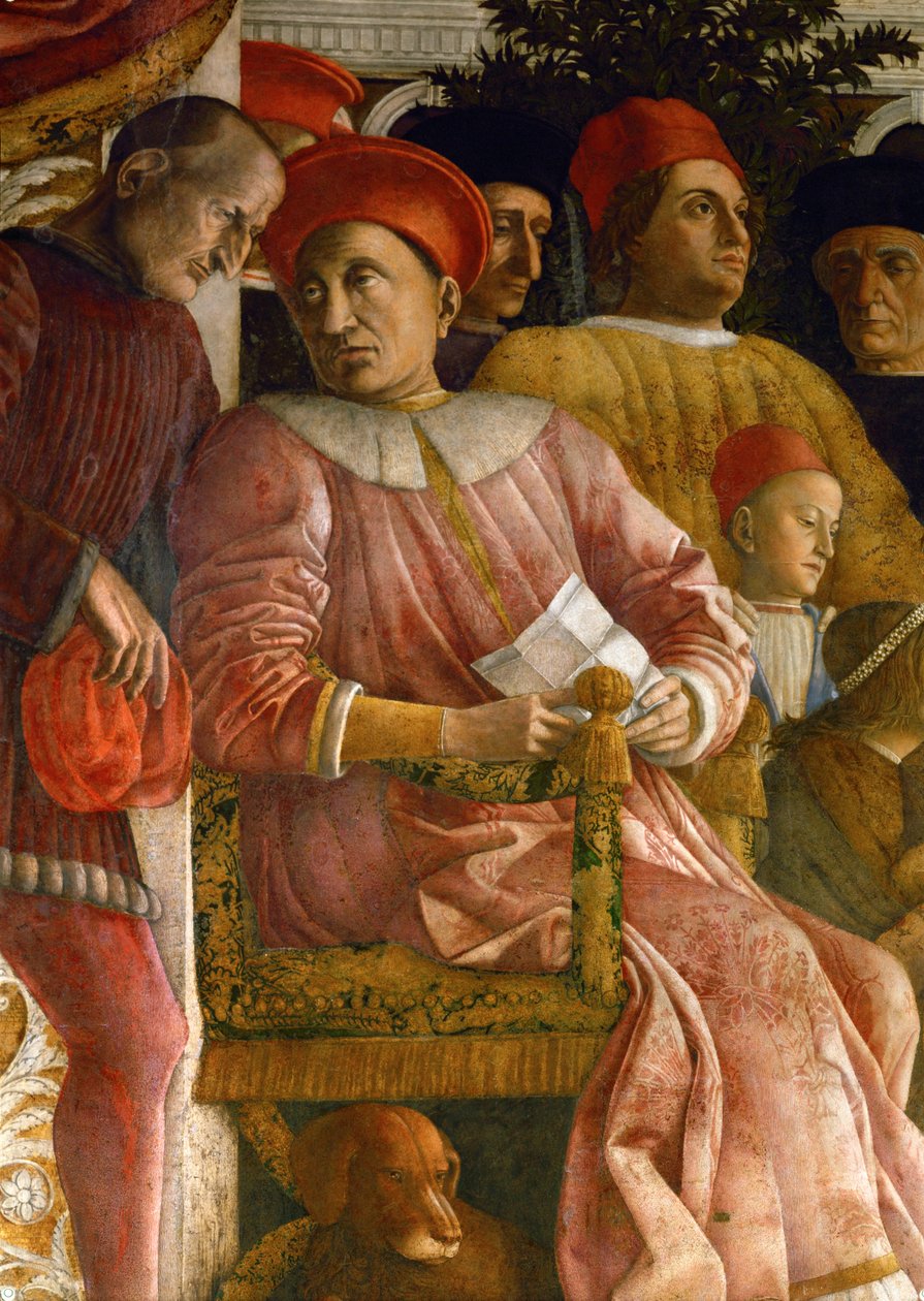 Lodovico Gonzaga, zijn vrouw Barbara van Brandenburg, familieleden en hovelingen (fresco) door Andrea Mantegna