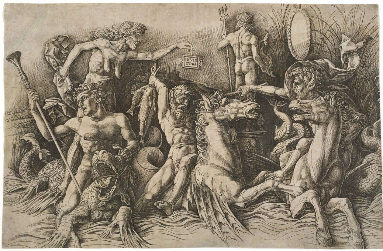 De Slag van de Zeegoden, ca. 1475 door Andrea Mantegna