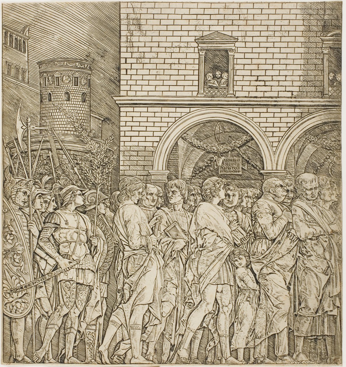De senatoren, uit Triomf van Caesar door Andrea Mantegna