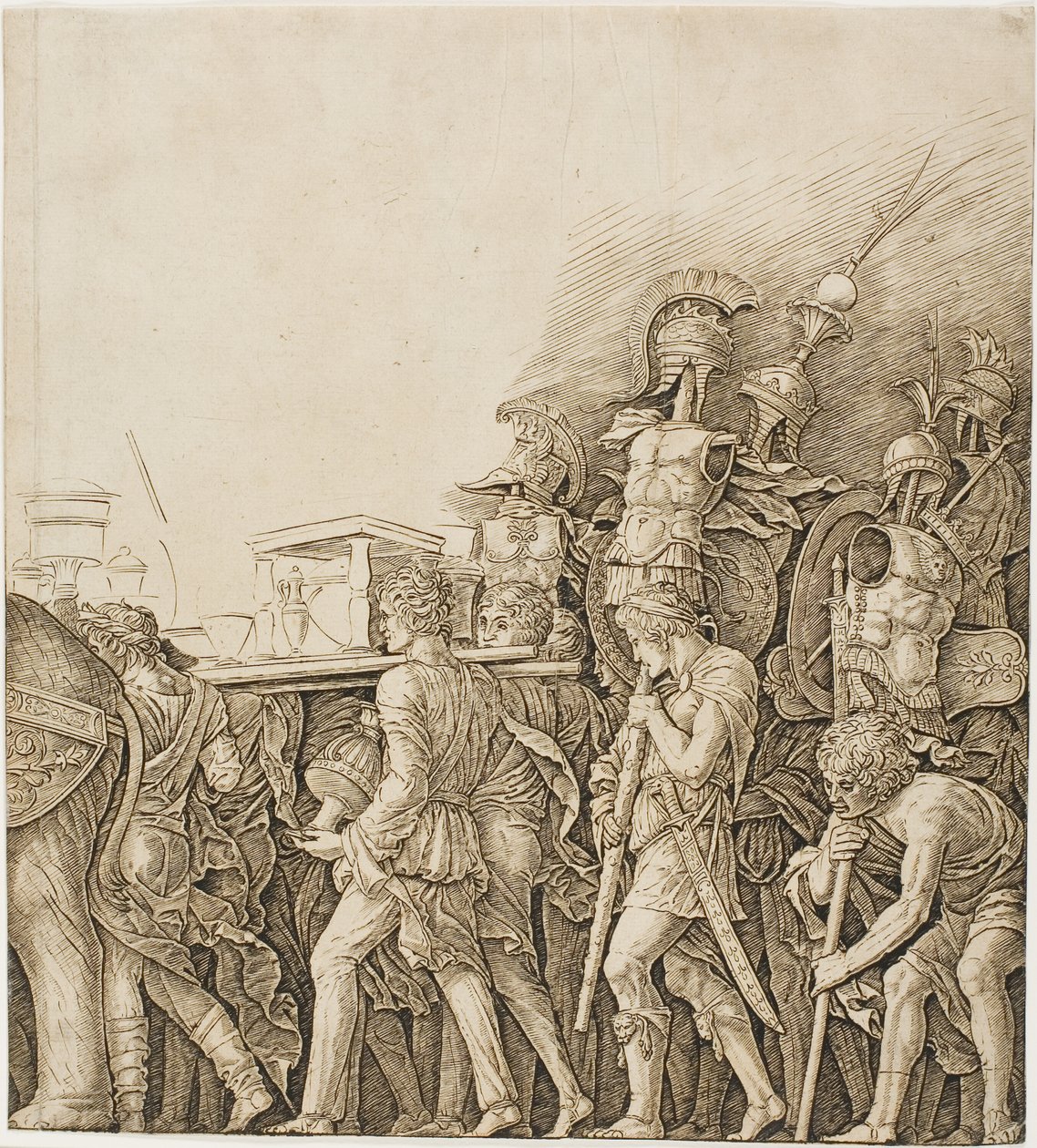 Triomf van Caesar: Soldaten die Trofeeën Dragen door Andrea Mantegna