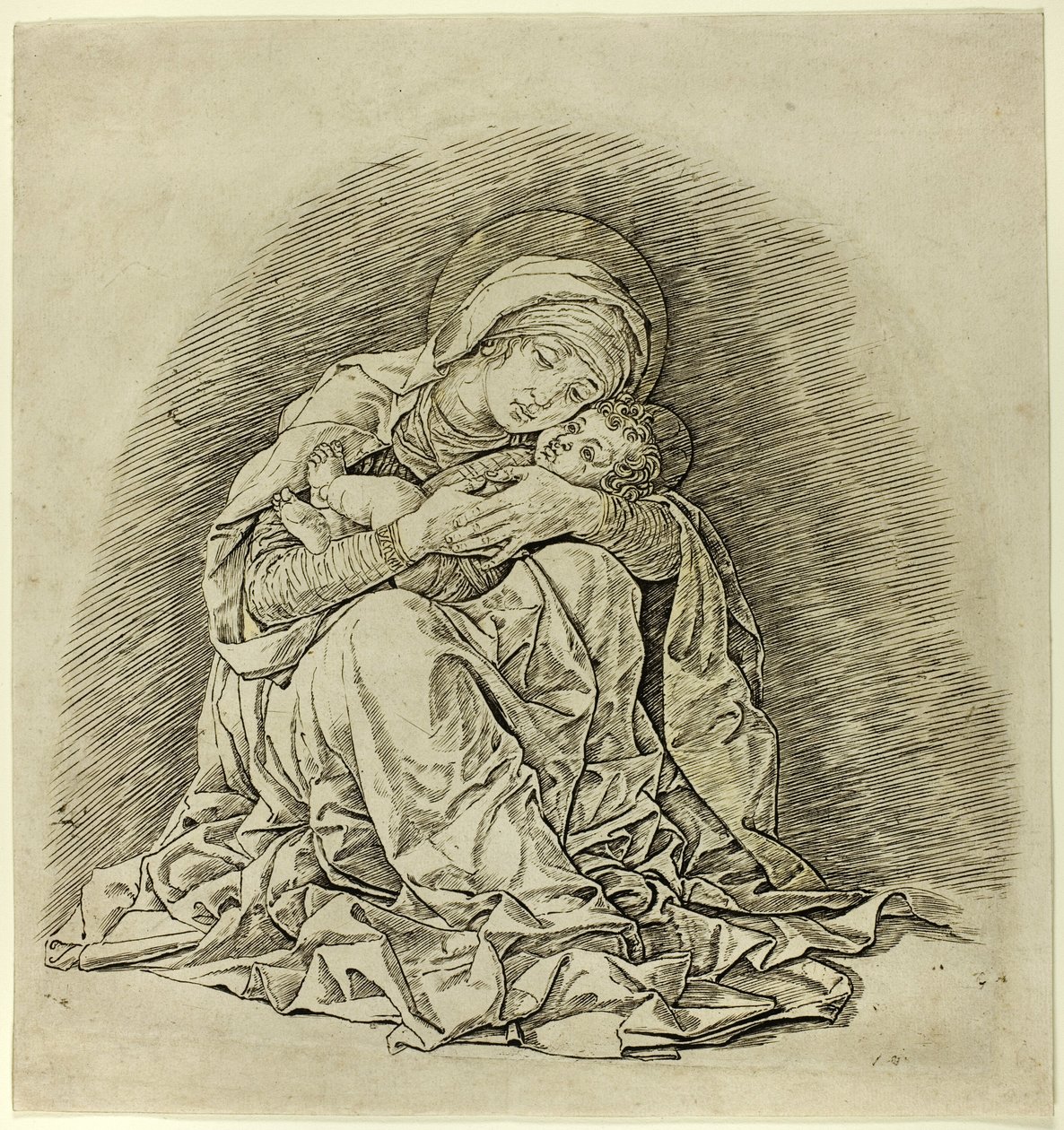 Maagd en kind door Andrea Mantegna