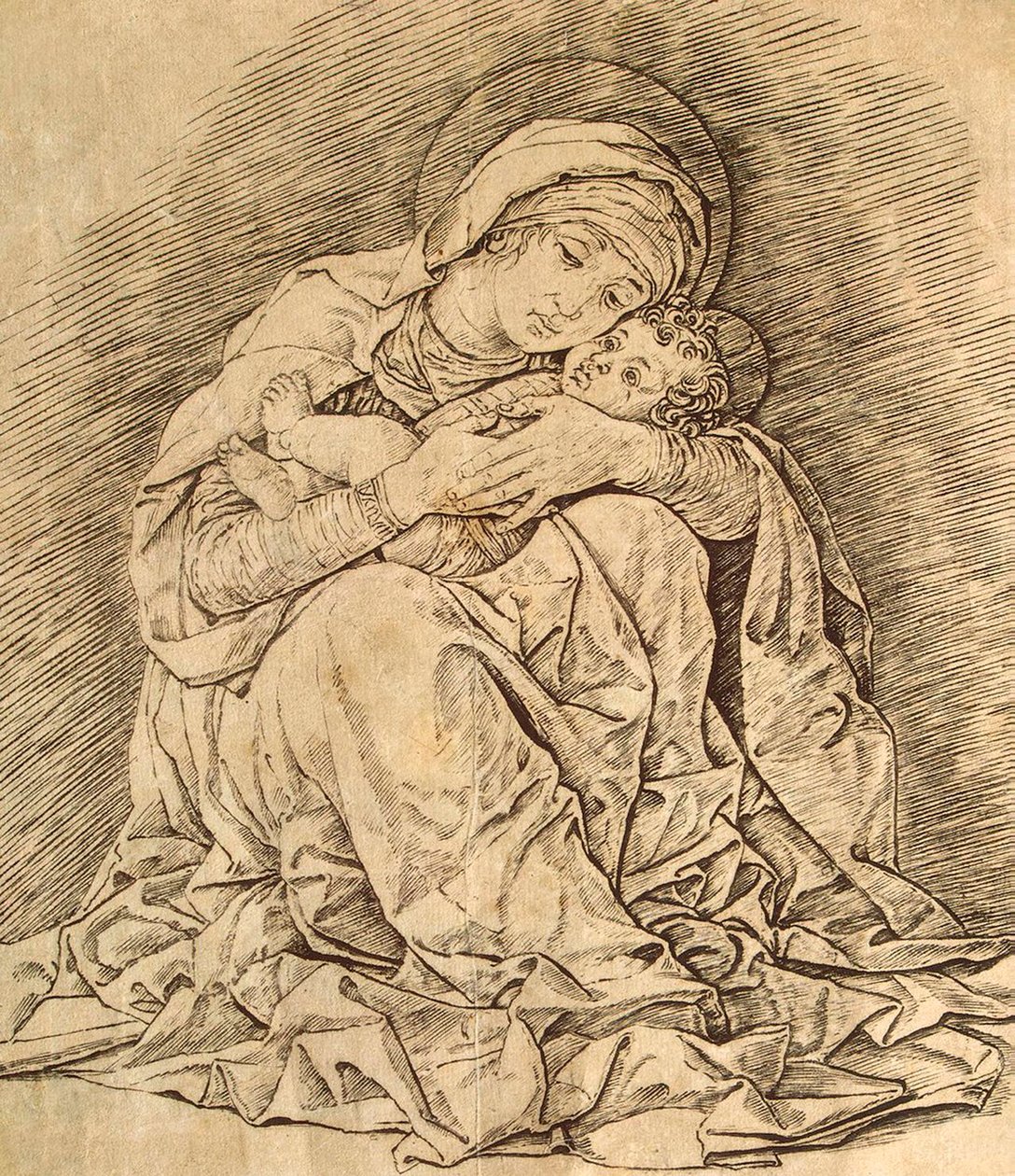 Maagd en kind door Andrea Mantegna