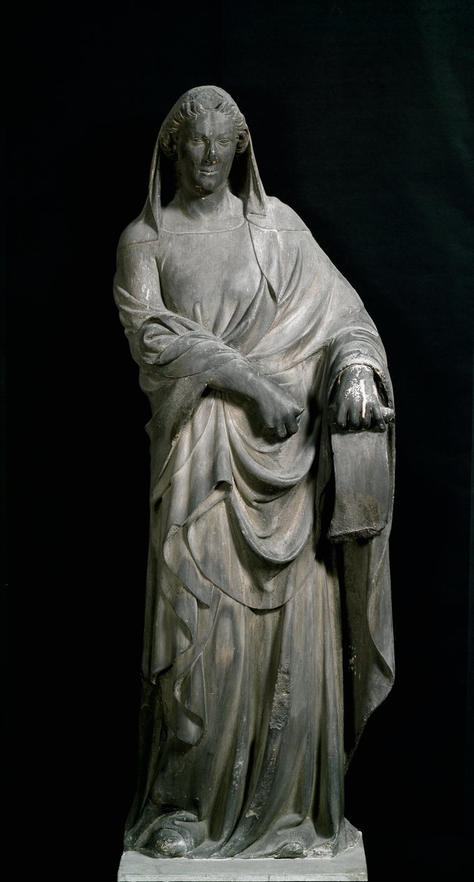 Sibylle van Tibur, van de klokkentoren. Marmeren sculptuur door Andrea Pisano