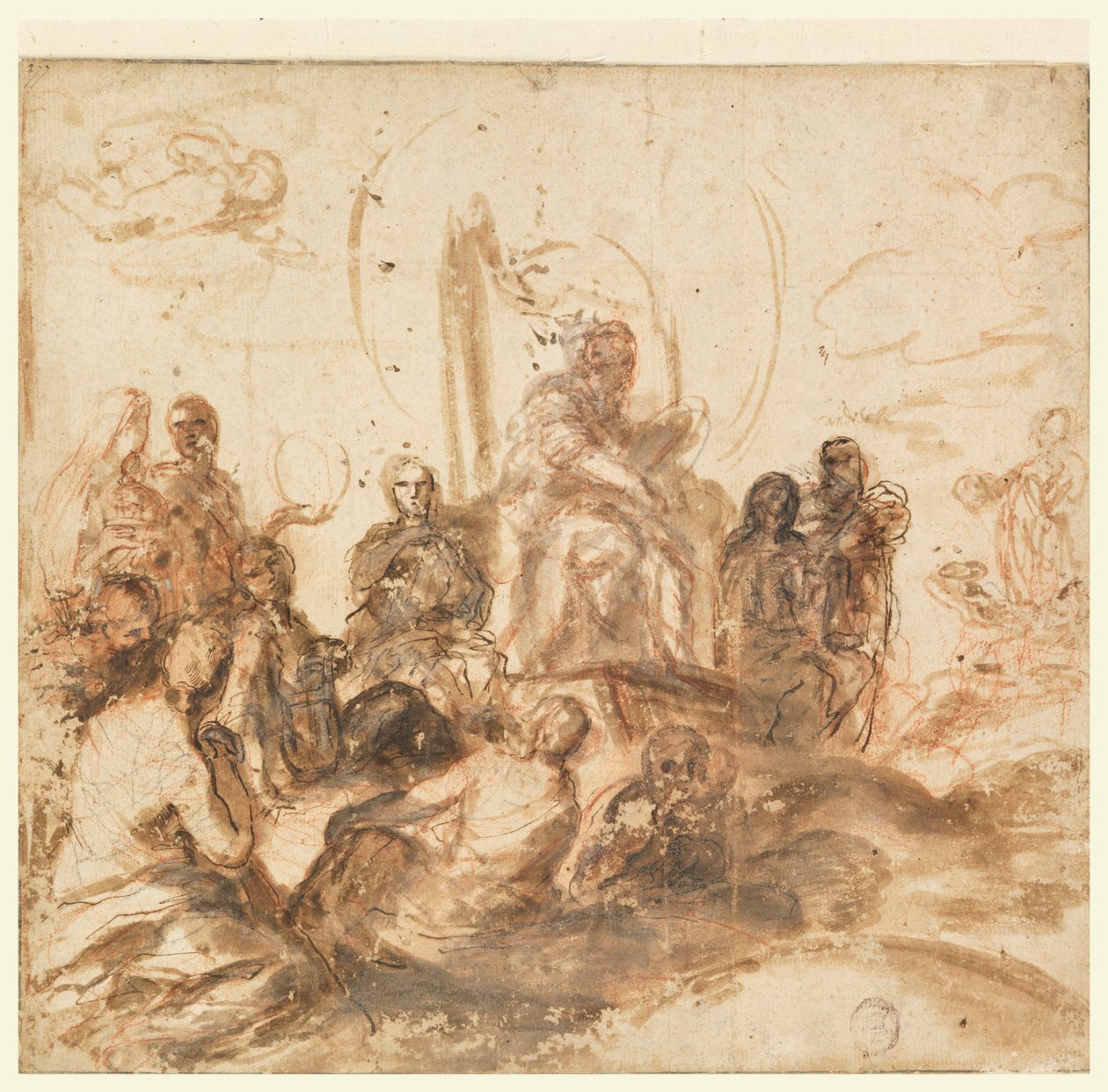 Ontwerp voor Allegorie van de Goddelijke Wijsheid, Ontvangstruimte, Palazzo Barberini, Rome, Italië door Andrea Sacchi