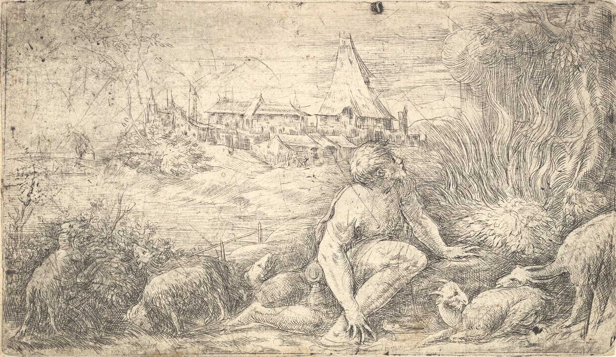 Mozes en de brandende struik, ca. 1544-47 door Andrea Schiavone