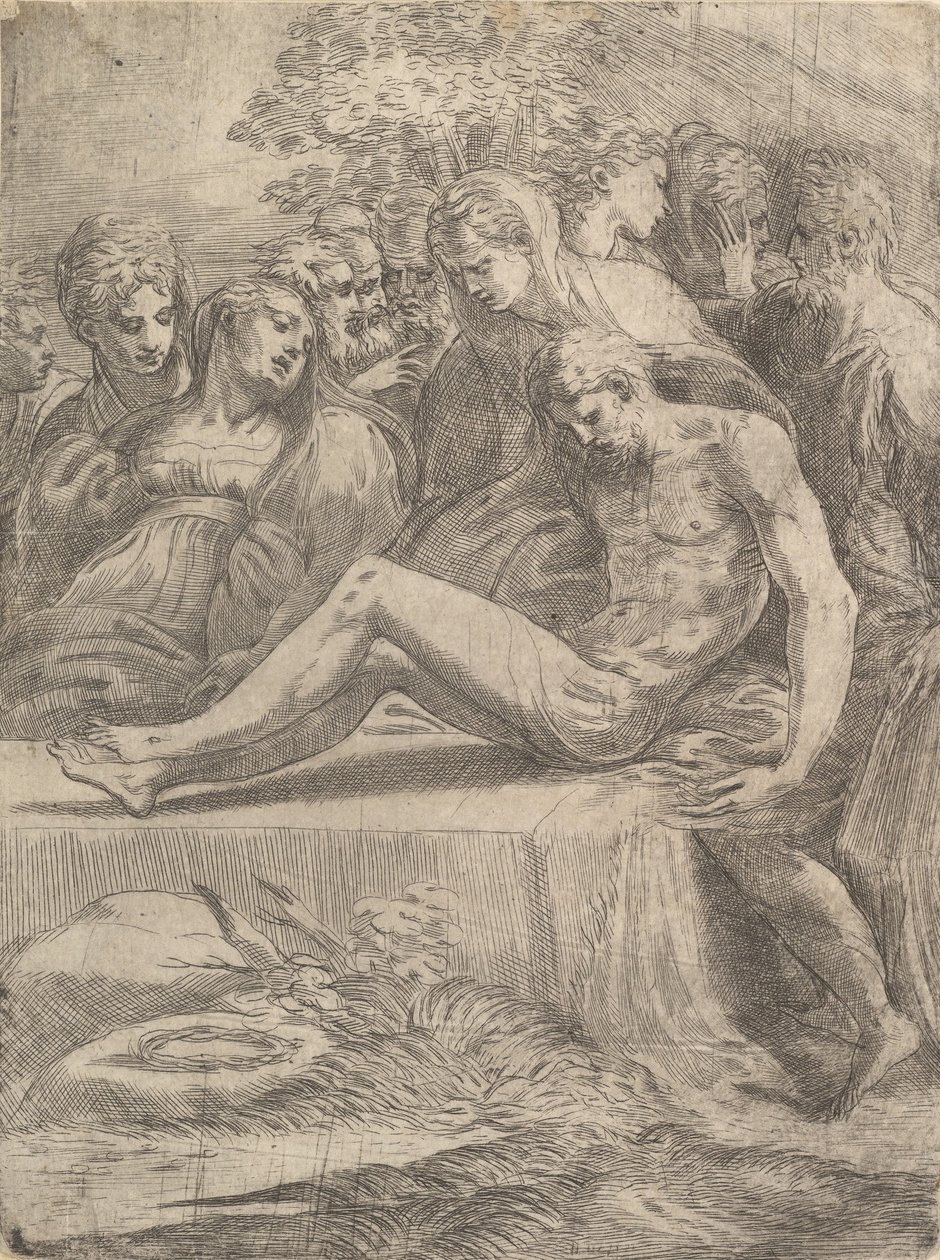 De Bewening over de Dode Christus door Andrea Schiavone