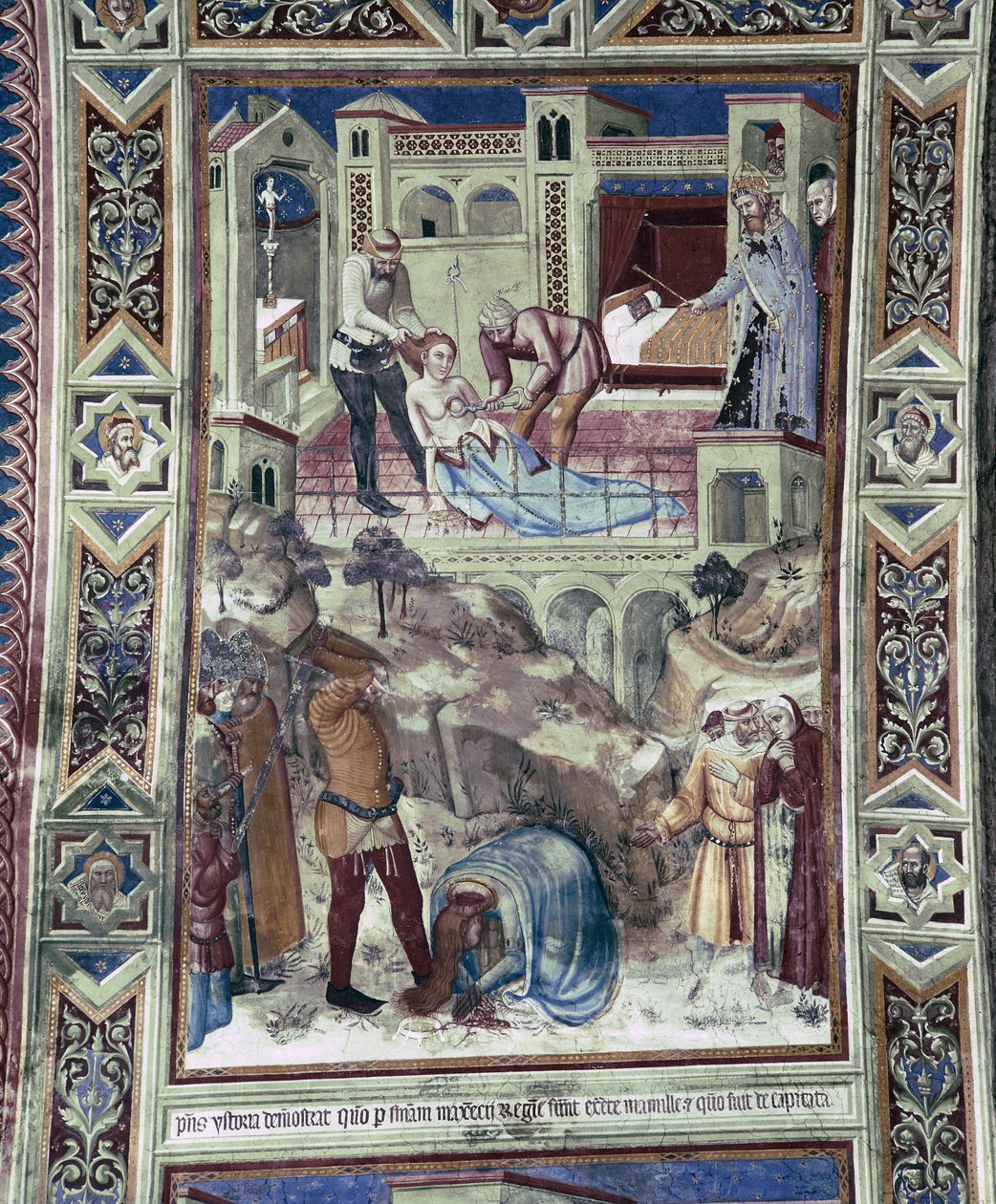 Martelaarschap en decollatie van keizerin Faustina. (Fresco) door Andrea da Bologna