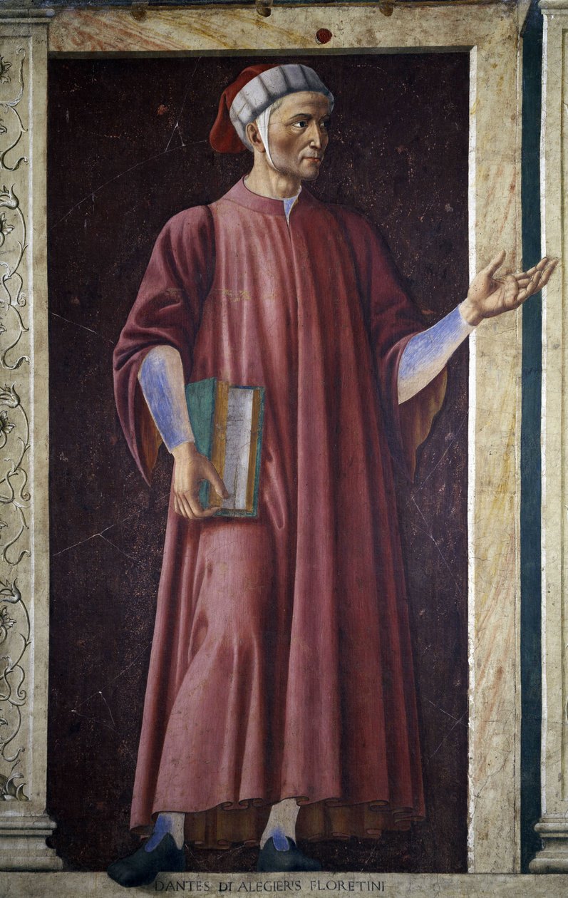 Dante Alghieri uit de Villa Carducci serie van beroemde mannen en vrouwen door Andrea del Castagno