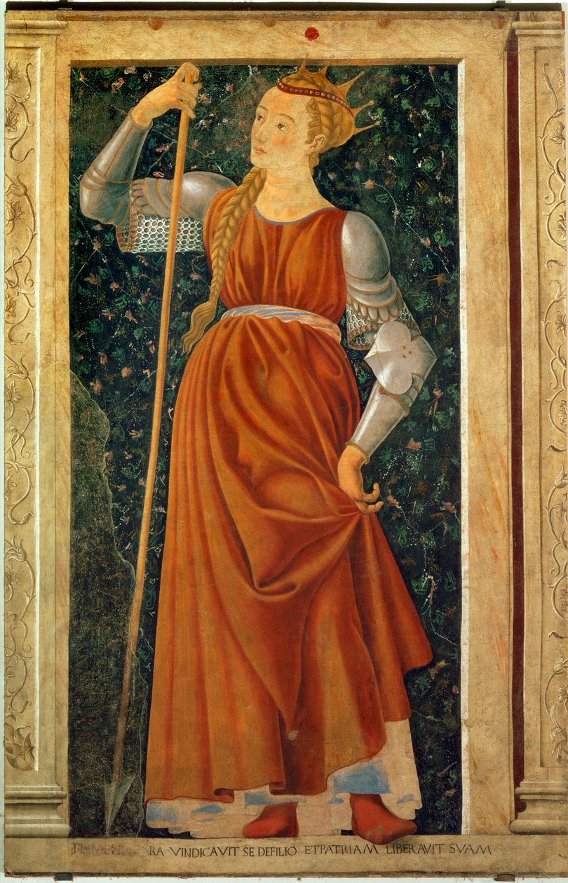 Legendarische koningin Tomiri, uit de serie Famous Men and Women, geschilderd voor de Villa Carducci in Legnaia ... (schilderij op doek) door Andrea del Castagno