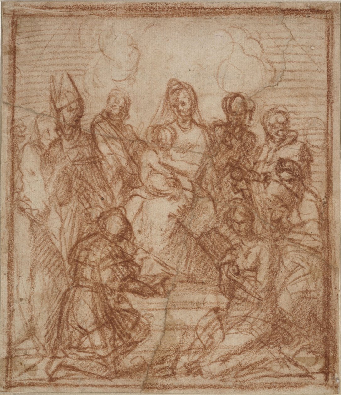 Madonna met Kind en acht heiligen op de troon (studie), 1528 door Andrea del Sarto