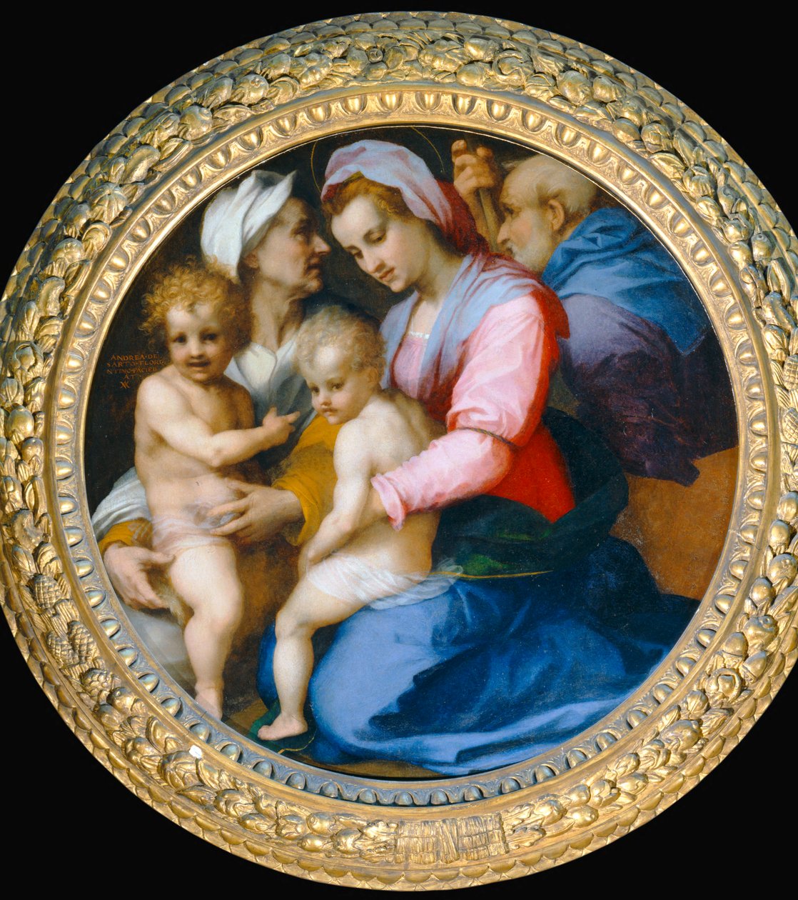 De Maagd Maria, het Kind Jezus, de Heilige Elisabeth, de Heilige Zacharie en de kleine Johannes de Doper ... door Andrea del Sarto