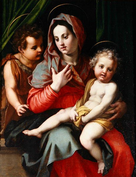 Madonna en Kind met St. Johannes door Andrea del Sarto