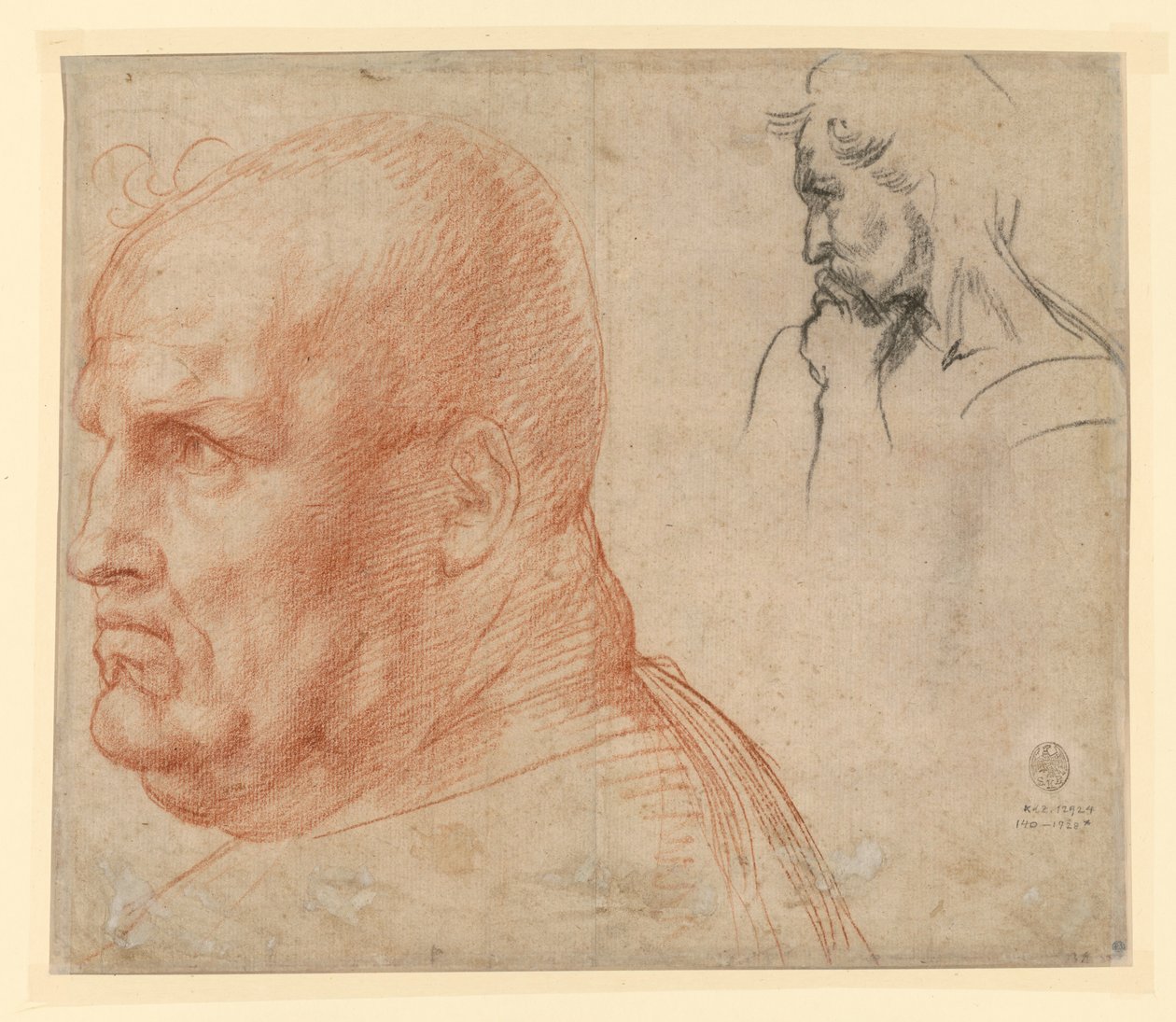 Onderzoek naar twee hoofden door Andrea del Sarto