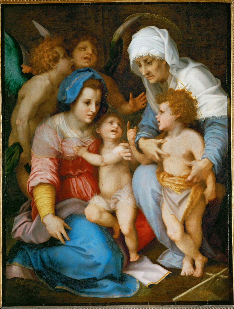 De Heilige Familie. Heilige Maria, Jezus, Johannes Baptist en zijn moeder Heilige Elisabeth ... door Andrea del Sarto