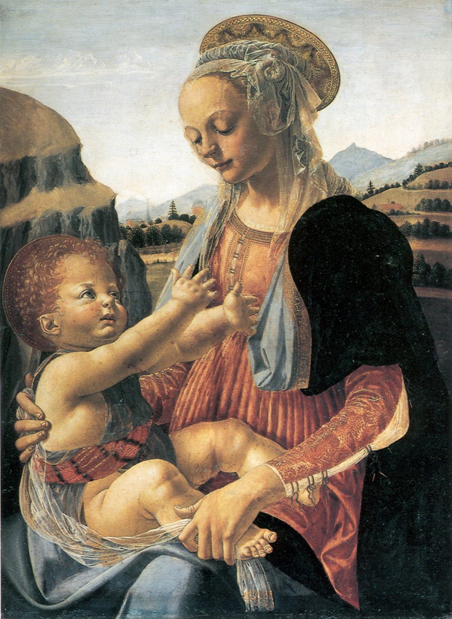 Duits: Maria mit dem Kind Maagd met het zittende kind door Andrea del Verrocchio