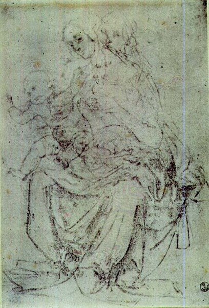 Studie van een Madonna en kind door Andrea del Verrocchio