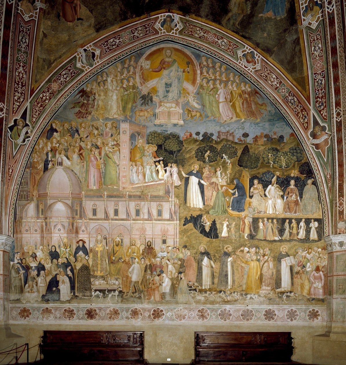 Triomf van de Katholieke Kerk en de Dominicaanse orde. Kapel van de Spanjaarden (fresco) door Andrea di Bonaiuto (fl.1343 77)