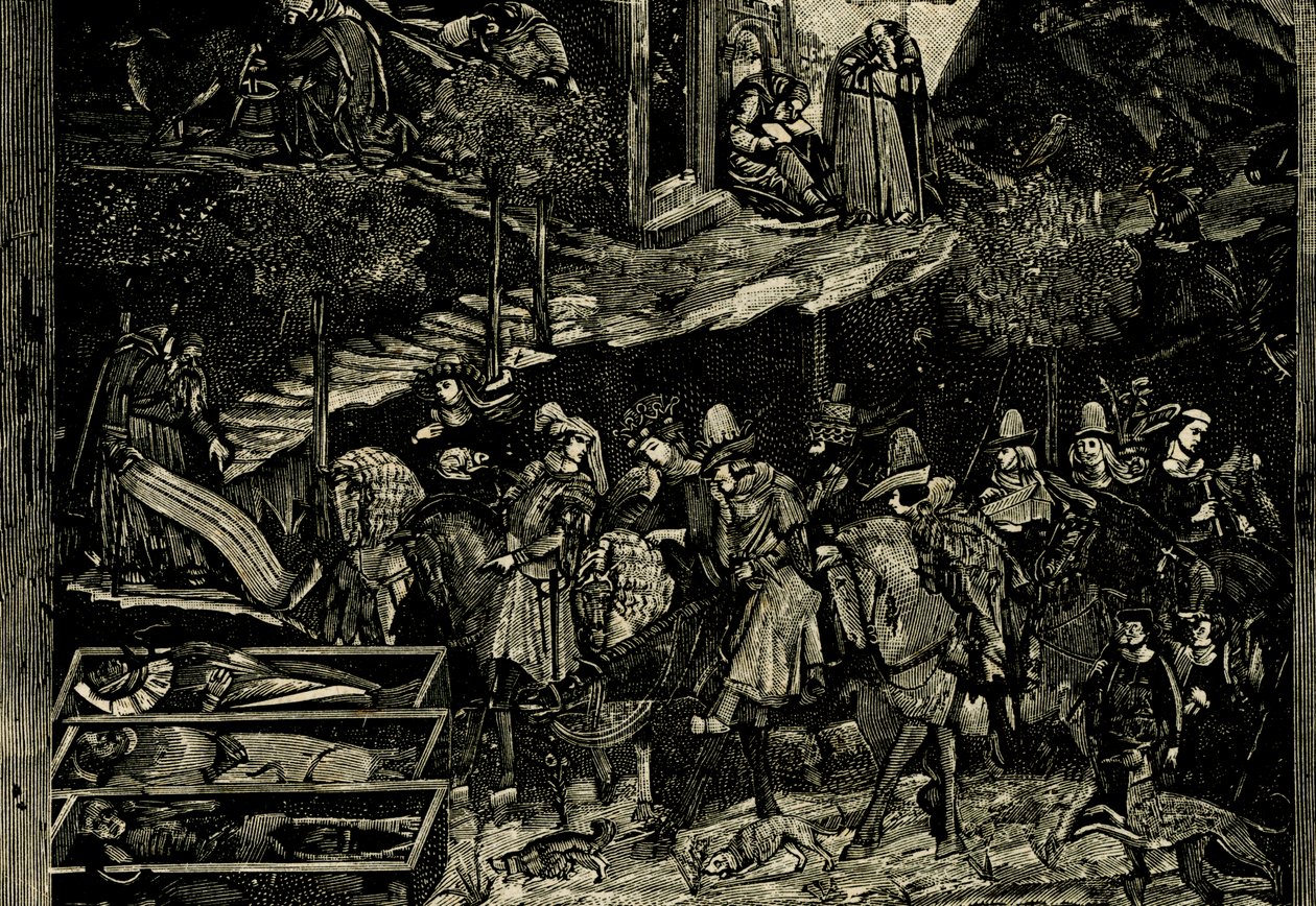 Paardrijden, detail (Triomf van de Dood) door Andrea di Cione Orcagna