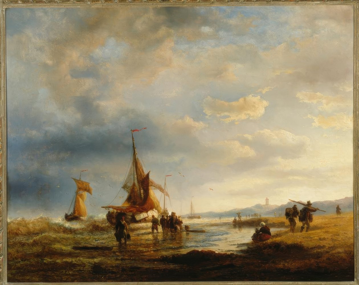 Vissers op het Strand door Andreas Achenbach