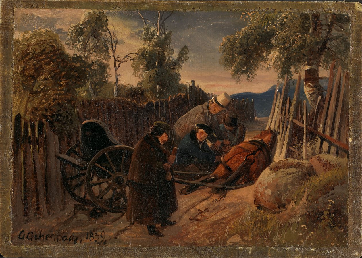 Een rijtuigongeval door Andreas Achenbach