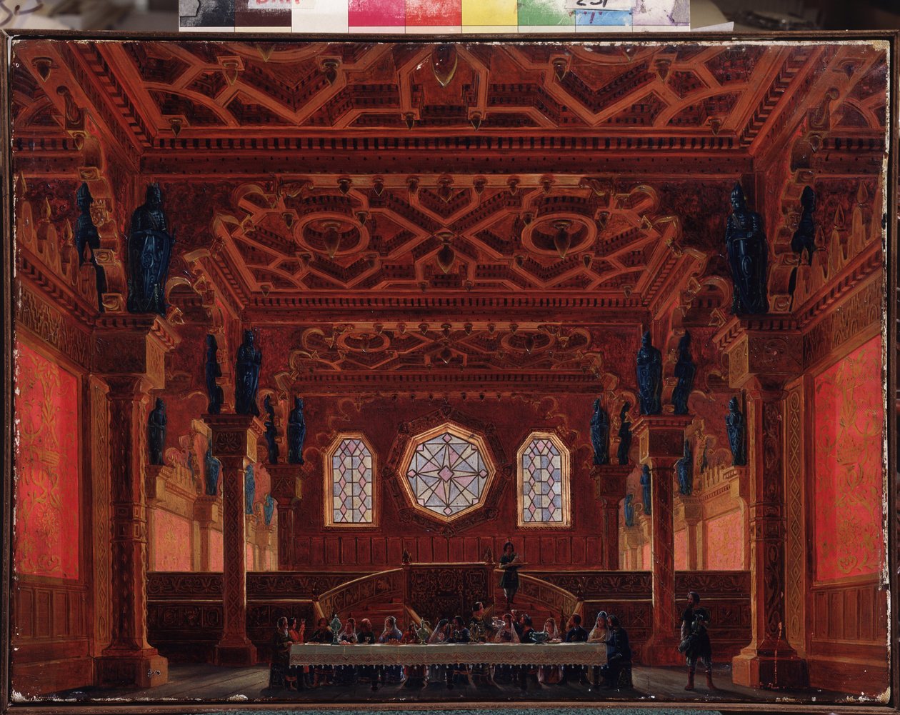 Decorontwerp voor de opera Roeslan en Ludmila van Milhail Glinka door Andreas Leonhard Roller