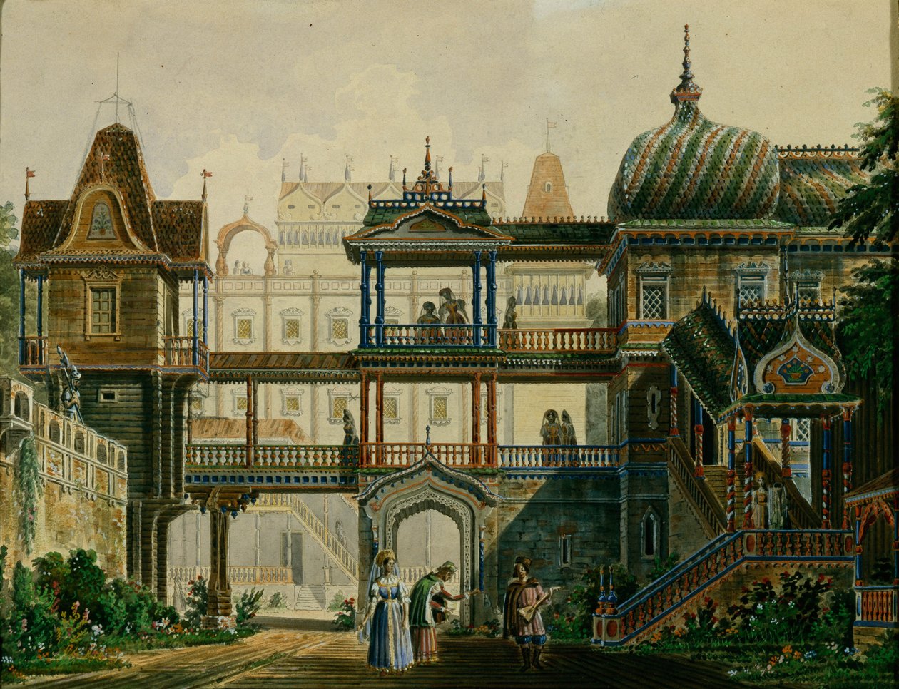 Decorontwerp voor de opera Askolds Graf door A. Verstovski, 1841 door Andreas Leonhard Roller