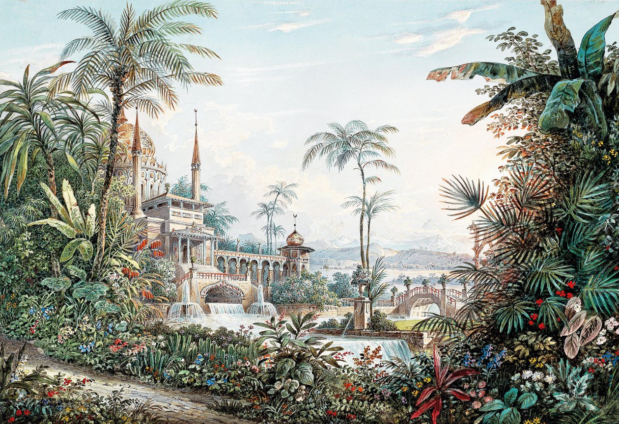 Decorontwerp voor de opera De Ontvoering uit het Serail van Wolfgang Amadeus Mozart door Andreas Leonhard Roller