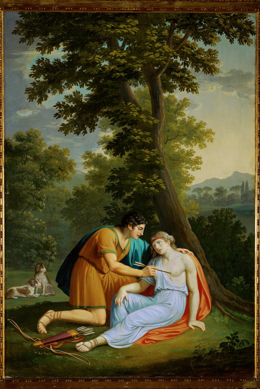 Procris en Cephalos (schilderij op doek) door Andreas Nesselthaler