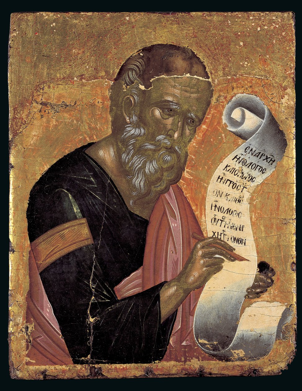 St. Johannes de Theoloog, Schrijvend zijn Openbaringen op een Open Rol door Andreas Rico