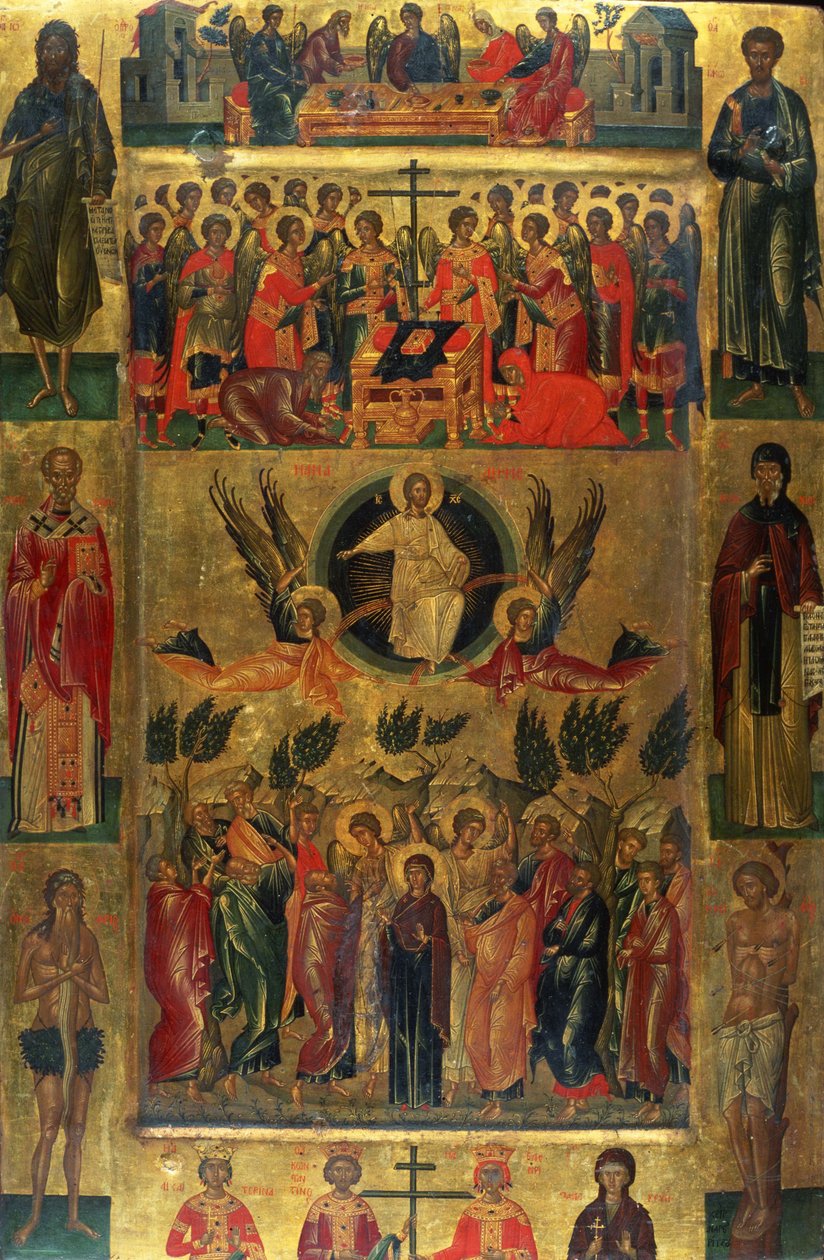 De Hemelvaart van Christus met de Hetoimasia door Andreas Ritzos