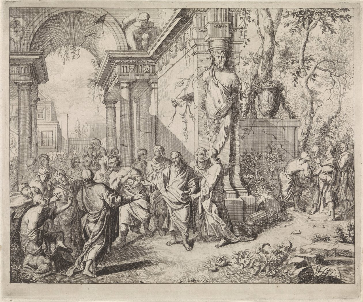 Christus geneest twee blinden door Andreas van der Myn (possibly)