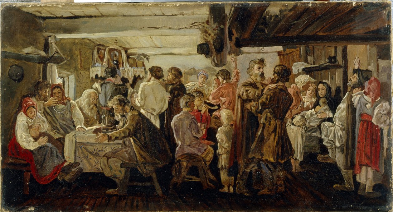Een boerenbruiloft in de regio Tambov door Andrei Petrovich Ryabushkin