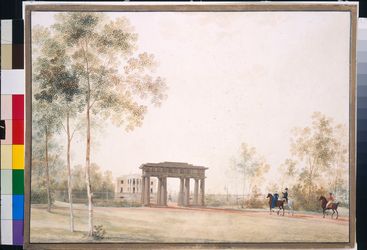 Poort naar het park in Tsarskoye Selo door Andrei Yefimovich Martynov